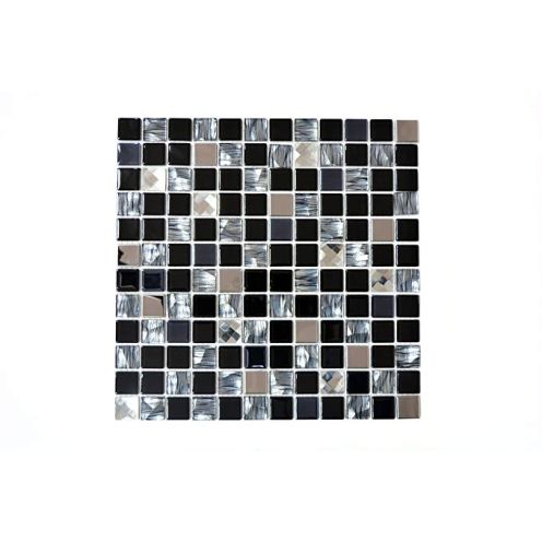 123mosaikfliesen Mosaikfliese schwarz Alu Glas